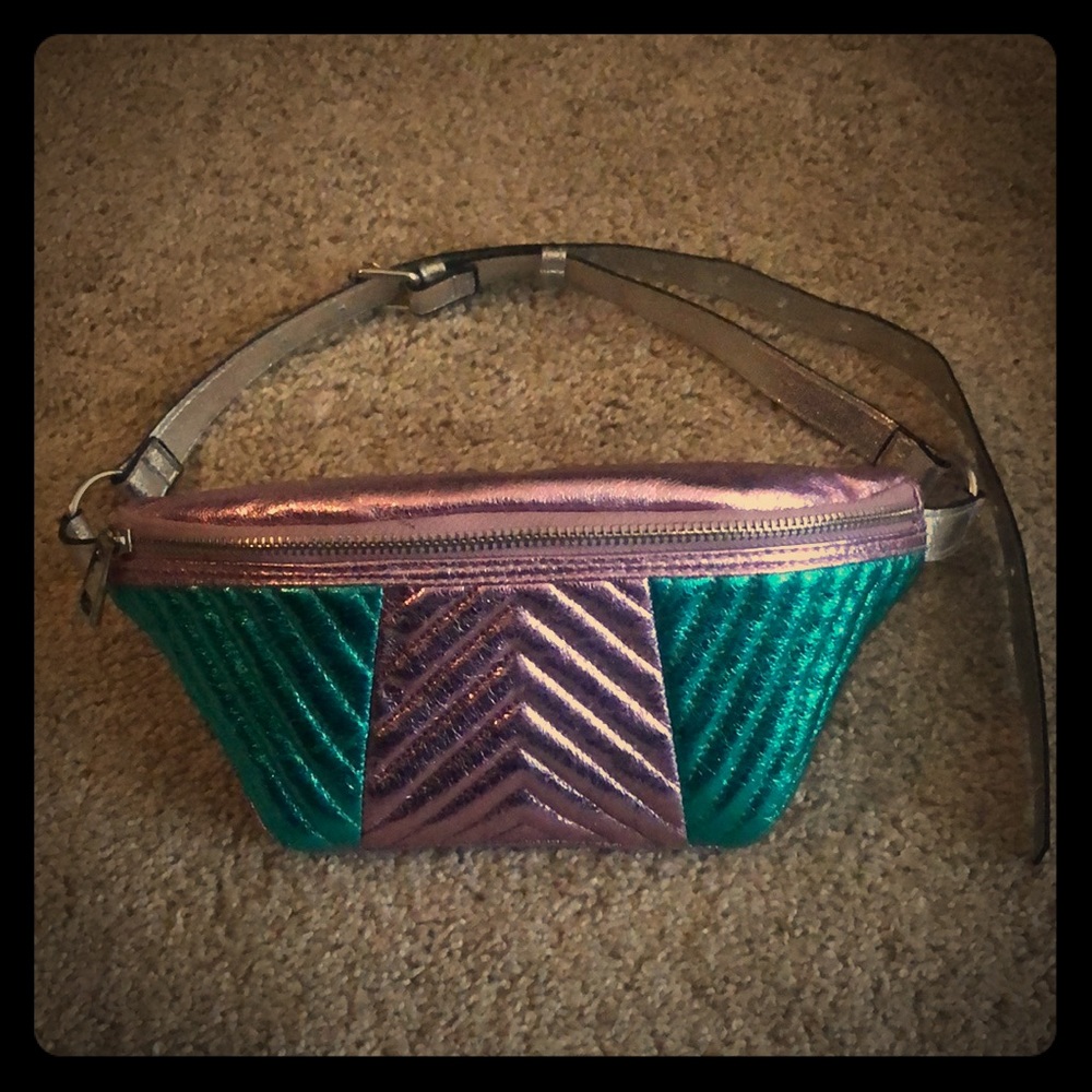 ASOS Shiny Teal & Pink Fanny Pack